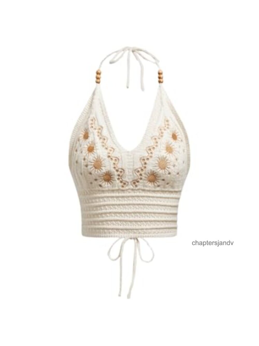 Crochet Halter Crop Top Boho Backless Tie Top Women's Tank